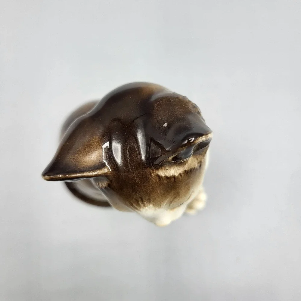 Vtg Mid Century Nippon Yoko Boeki Brown Ceramic Kitty Cat MCM Made in Japan